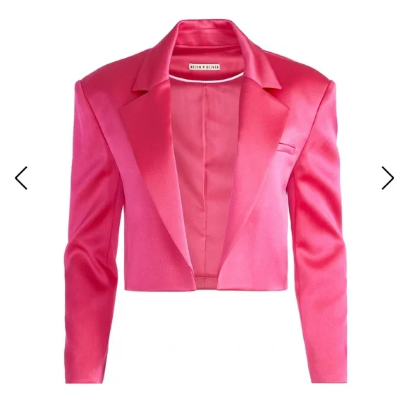Alice + Olivia Shan Boxy Oversized Cropped Blazer in Candy